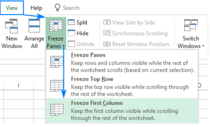 Freezing the First Column