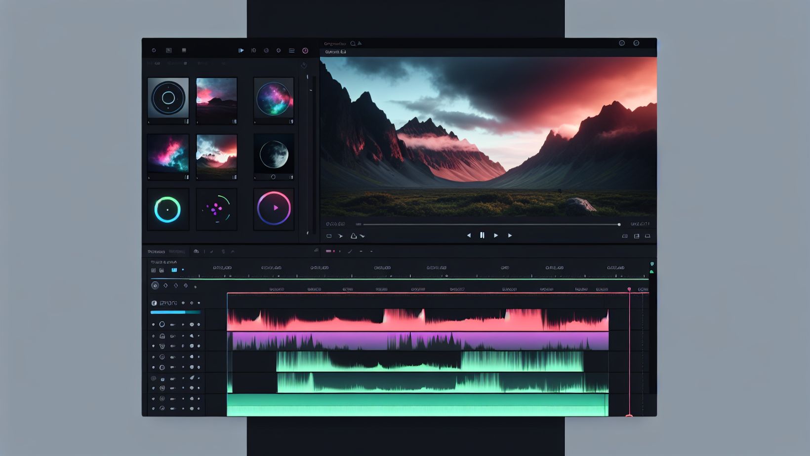 Illustration of video editing interface with various tools